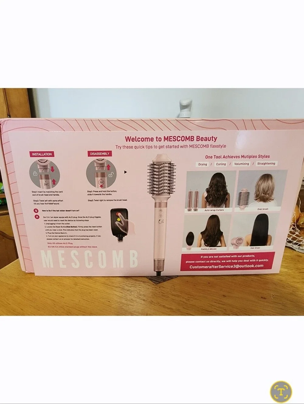 Back To School DEAL! Mescomb Pink Electric Hot Air Styler Set with Travel Case